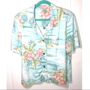 Tahiti reef club tropical Hawaiian button down short sleeve shirt size XL